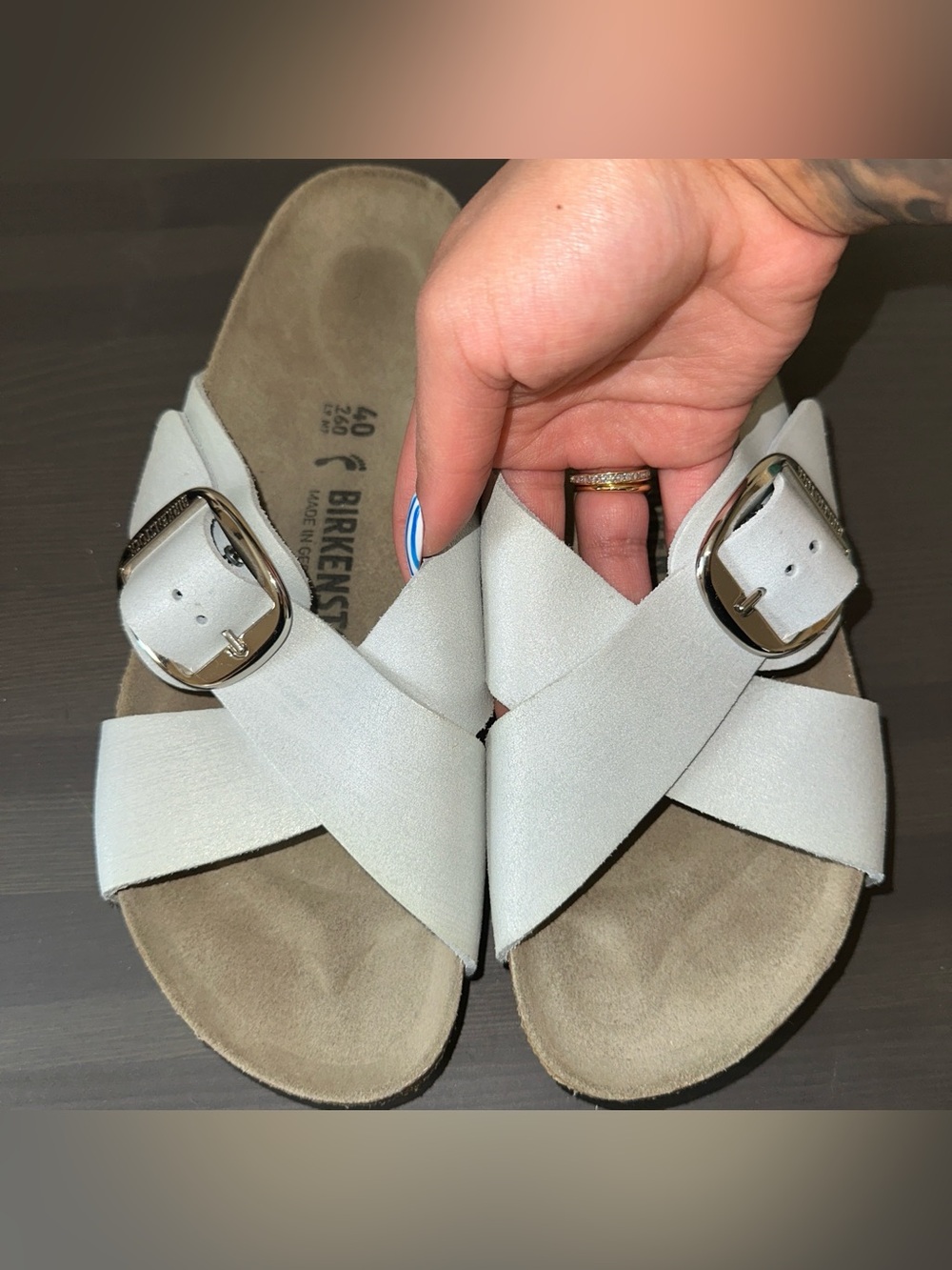 Birkenstock Women's Siena Big Buckle - Metallic White // Size 9